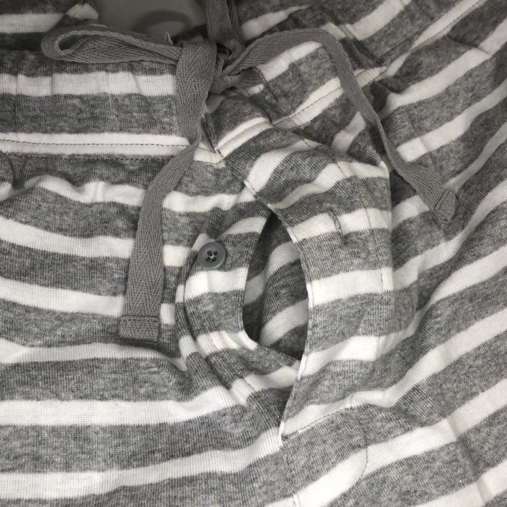 MENS 100% Cotton Pajama Set Gray and White Striped Size M New in open packaging - Picture 9 of 13
